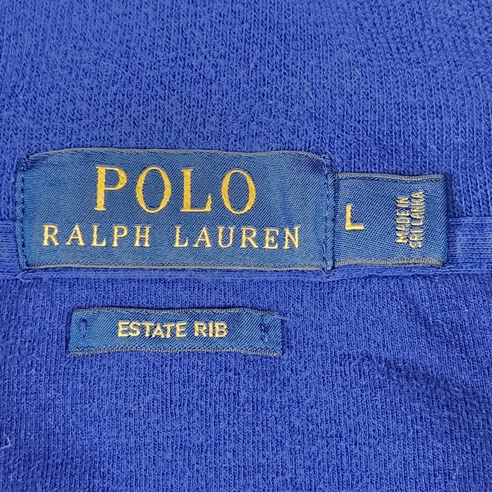 Polo Ralph Lauren Mens‎ Estate Rib 1/4 Zip Pullover Sweater Blue Large
